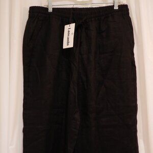 LAOVANLN 2XL BLACK LINEN PANTS WITH POCKETS; NWT